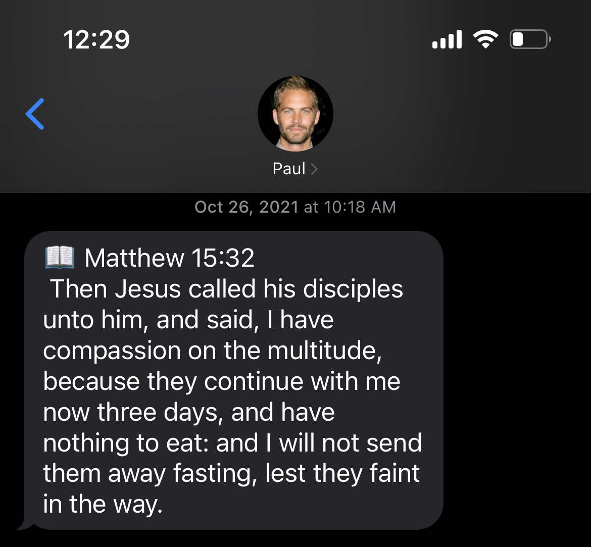 Screenshot of bible twilio message bot.